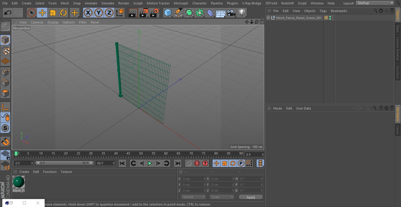 Mesh Fence Panel Green 3D