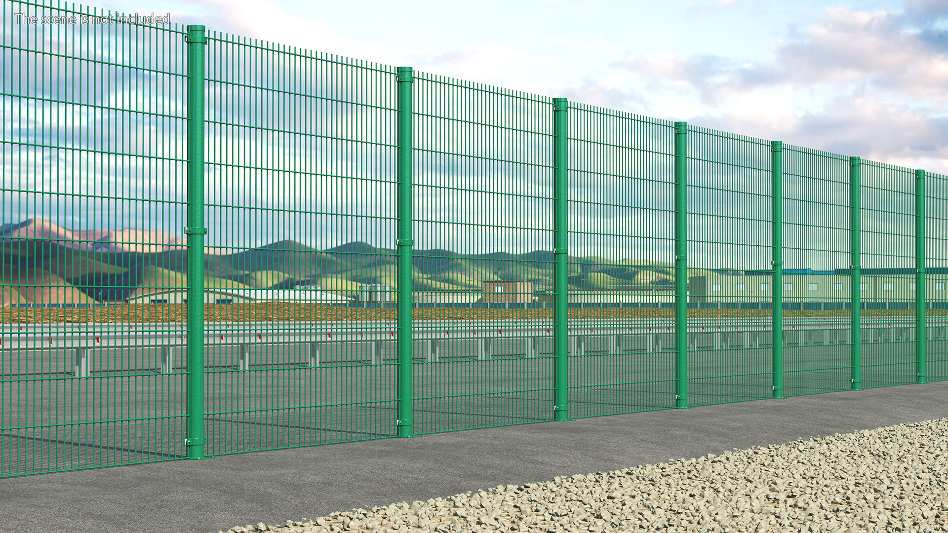 Mesh Fence Panel Green 3D