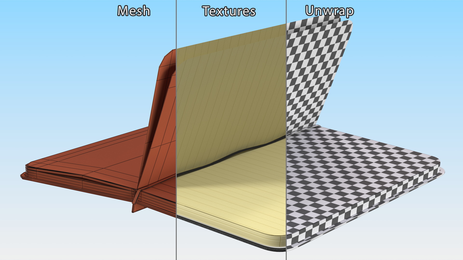 Open Lined Notebook 3D model