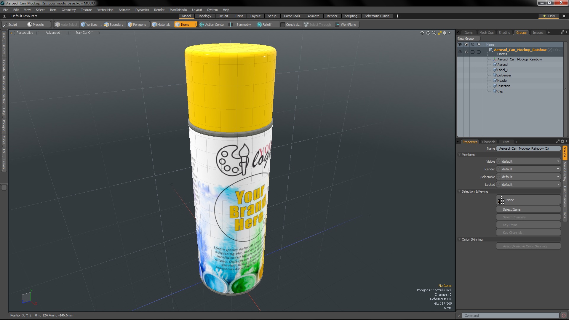 3D Aerosol Can Mockup Rainbow