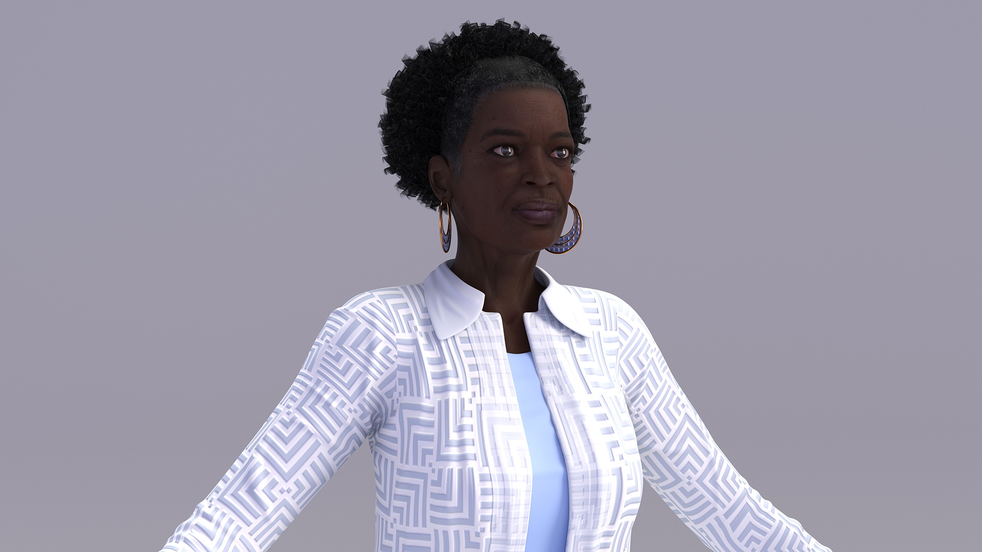 3D Afro American Woman Everyday Style Rigged