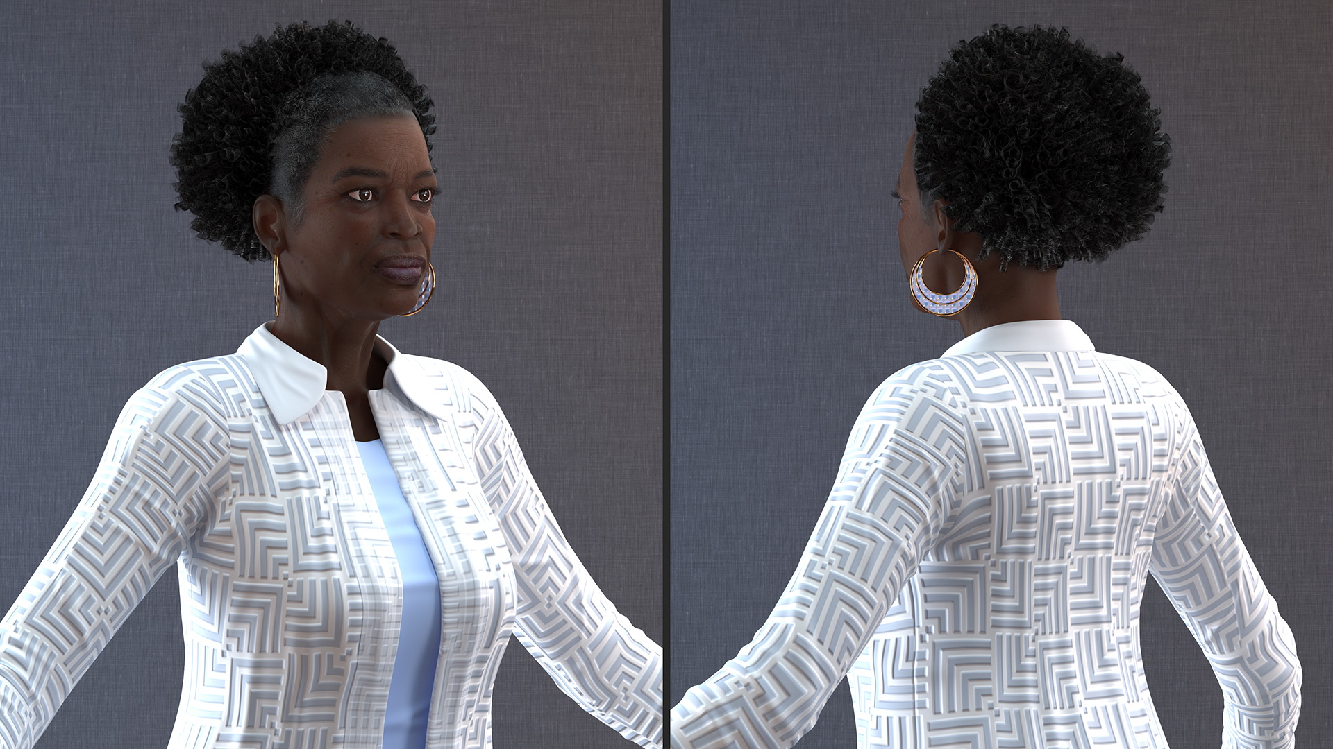 3D Afro American Woman Everyday Style Rigged