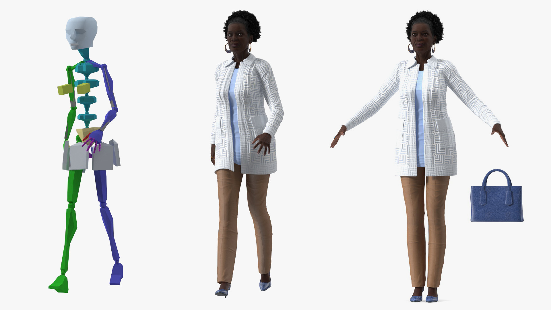 3D Afro American Woman Everyday Style Rigged