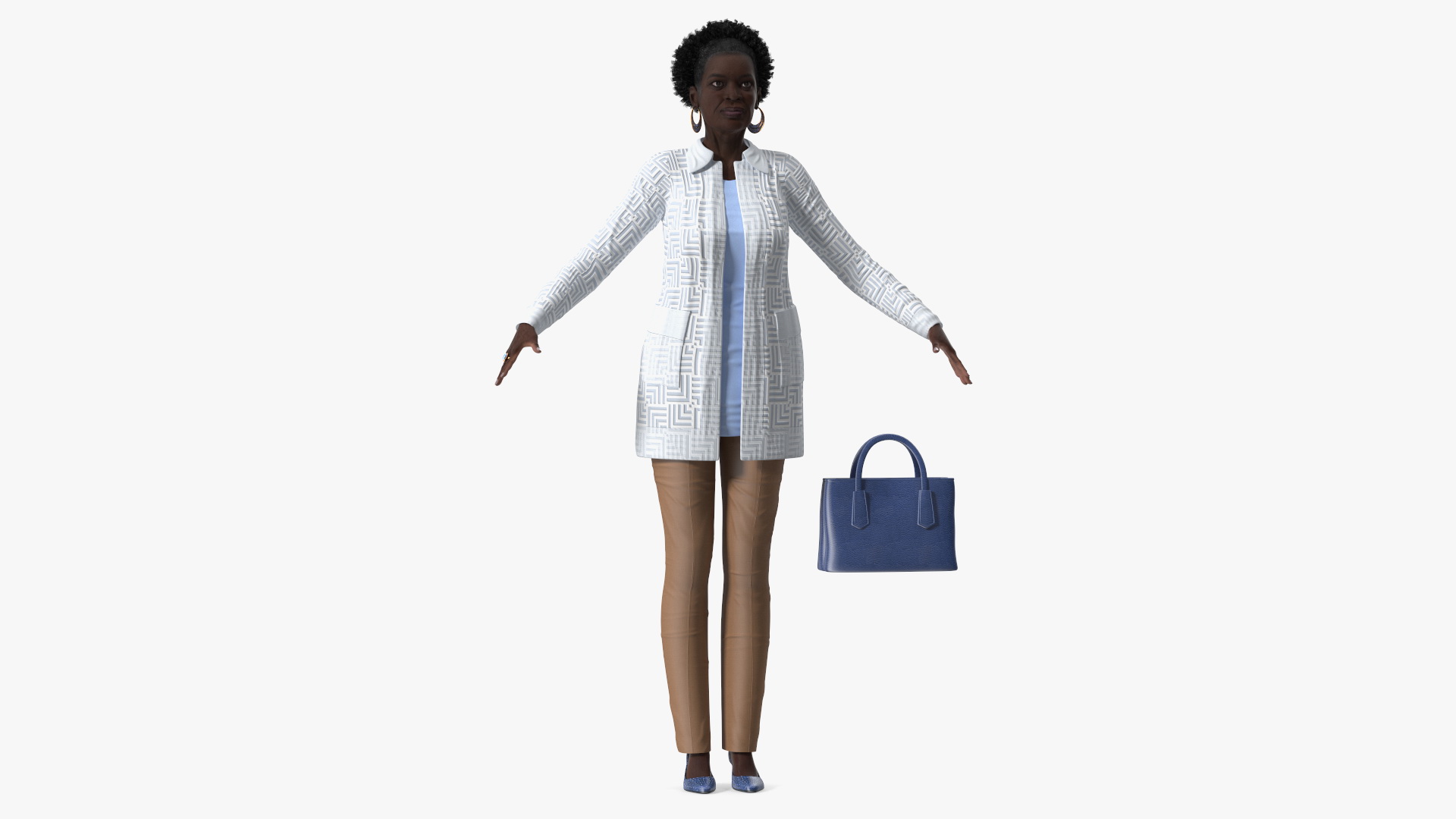 3D Afro American Woman Everyday Style Rigged