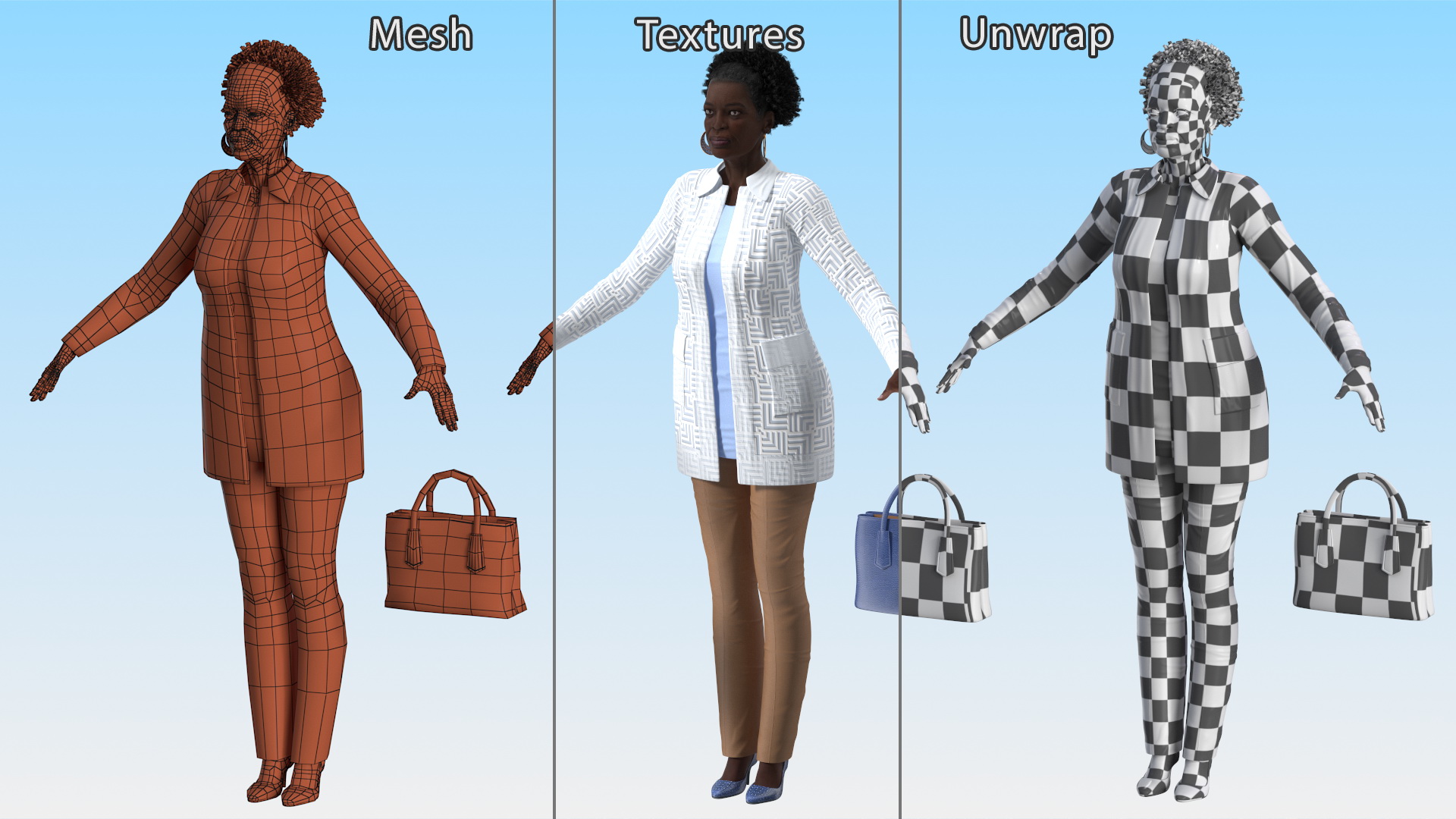 3D Afro American Woman Everyday Style Rigged