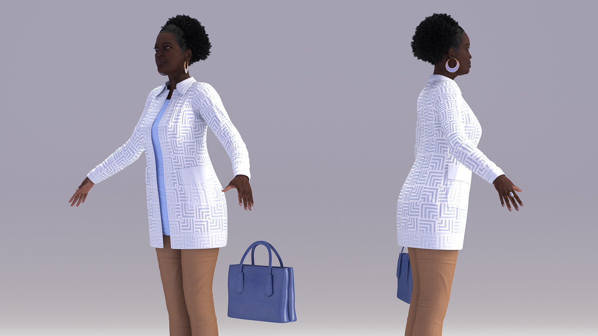 3D Afro American Woman Everyday Style Rigged