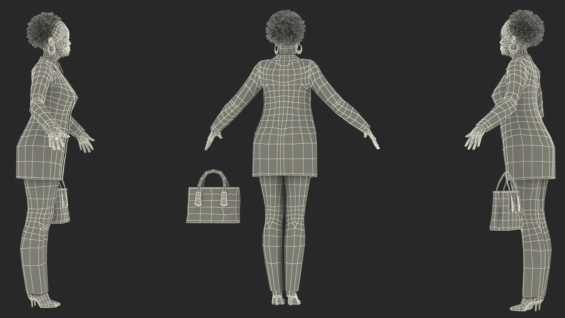 3D Afro American Woman Everyday Style Rigged