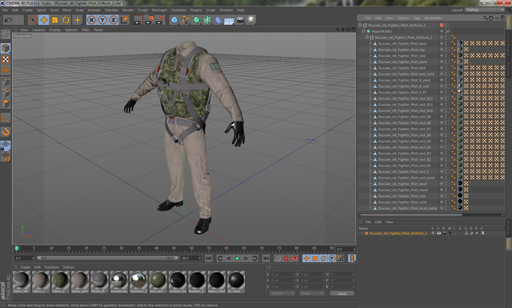 3D model Russian Jet Fighter Pilot Uniform 2