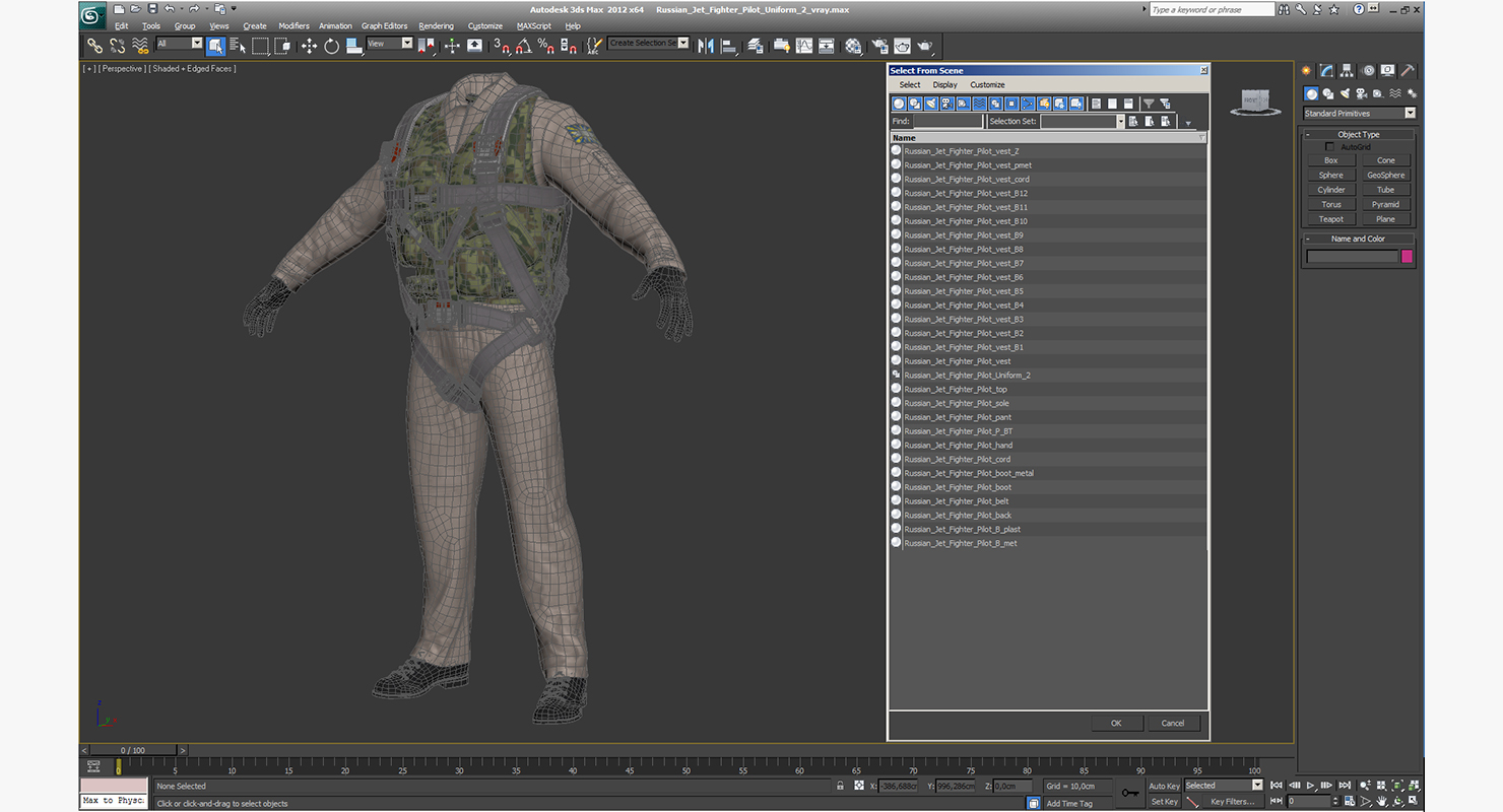 3D model Russian Jet Fighter Pilot Uniform 2