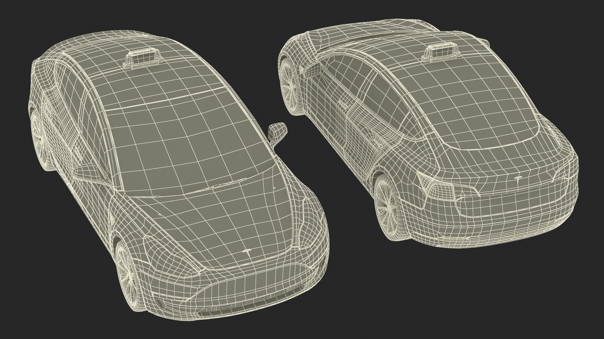 3D Tesla Model 3 Taxi model