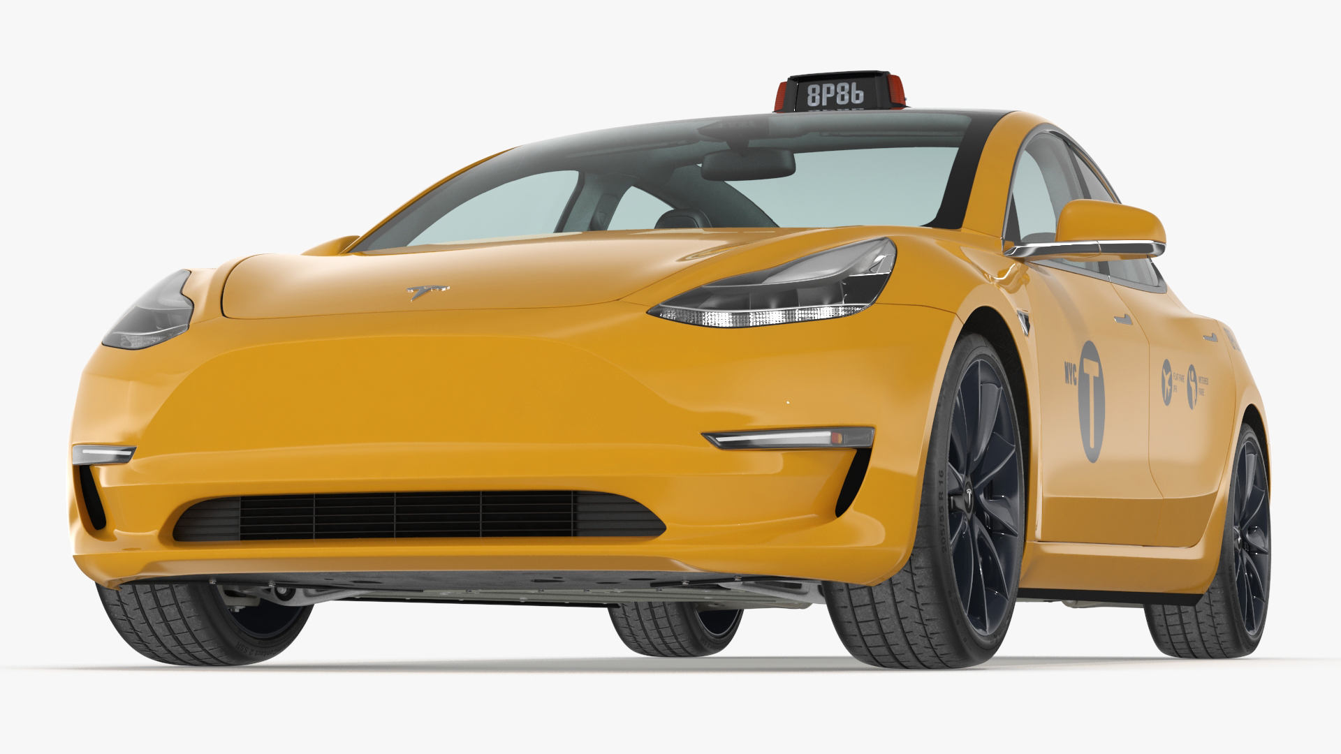 3D Tesla Model 3 Taxi model