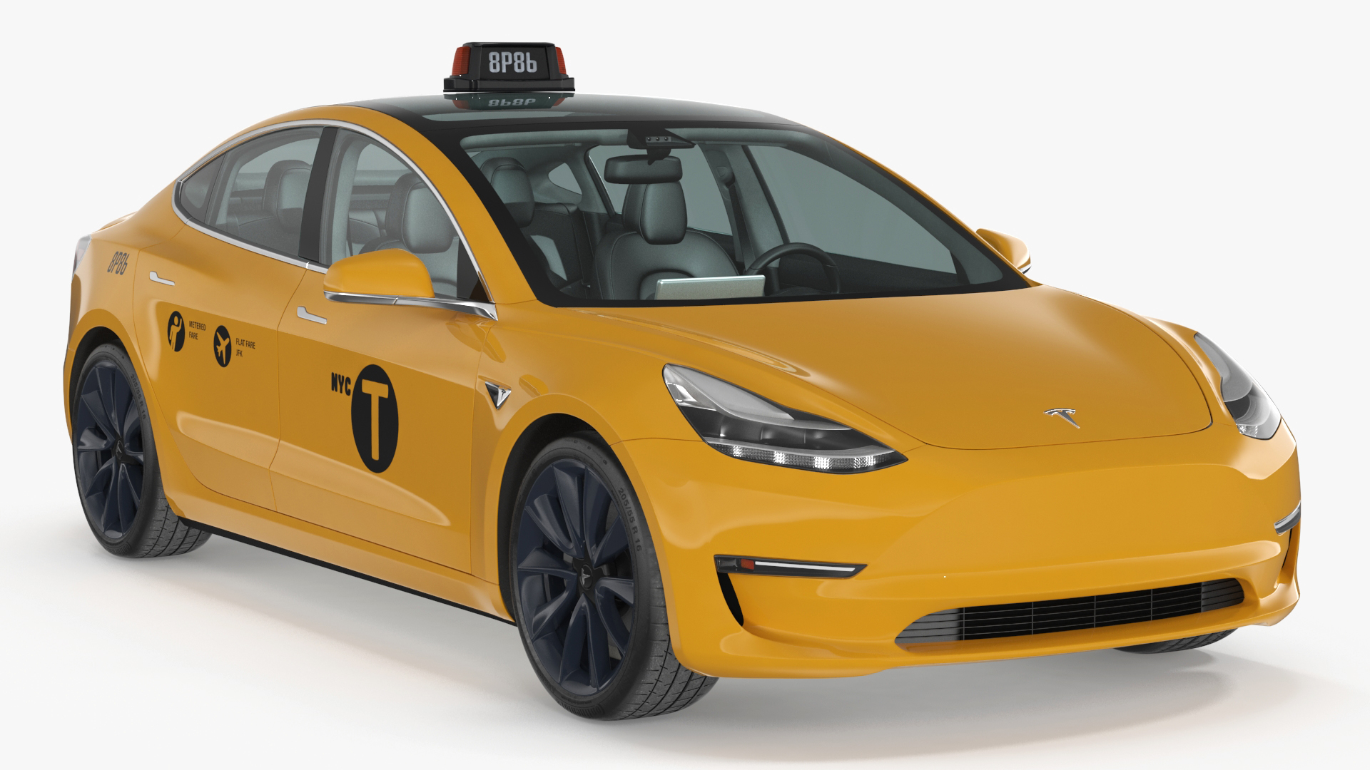 3D Tesla Model 3 Taxi model