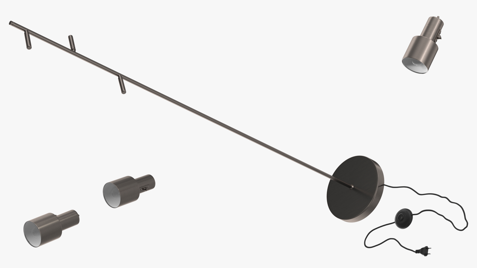 Floor Lamp with Three Shades Metal 3D model
