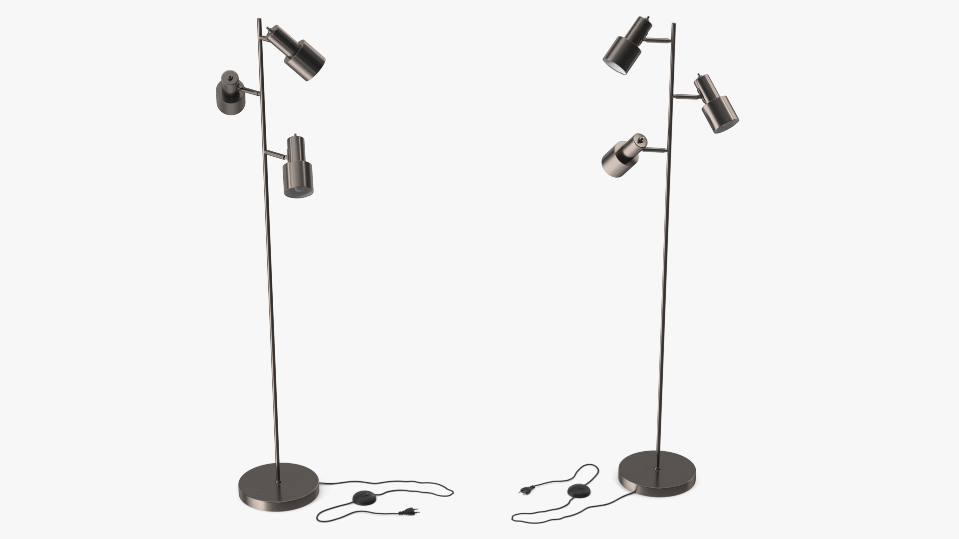 Floor Lamp with Three Shades Metal 3D model