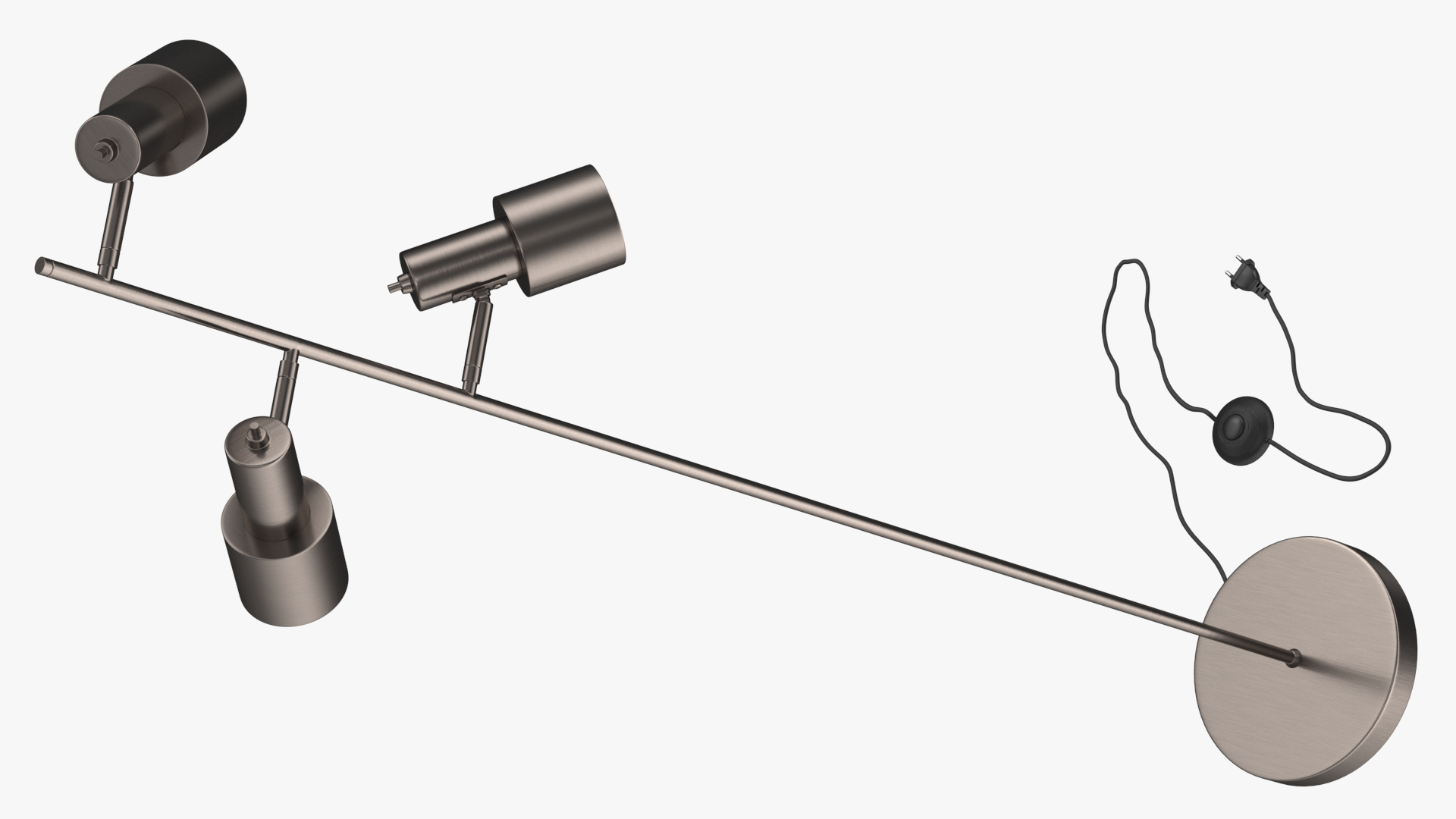Floor Lamp with Three Shades Metal 3D model