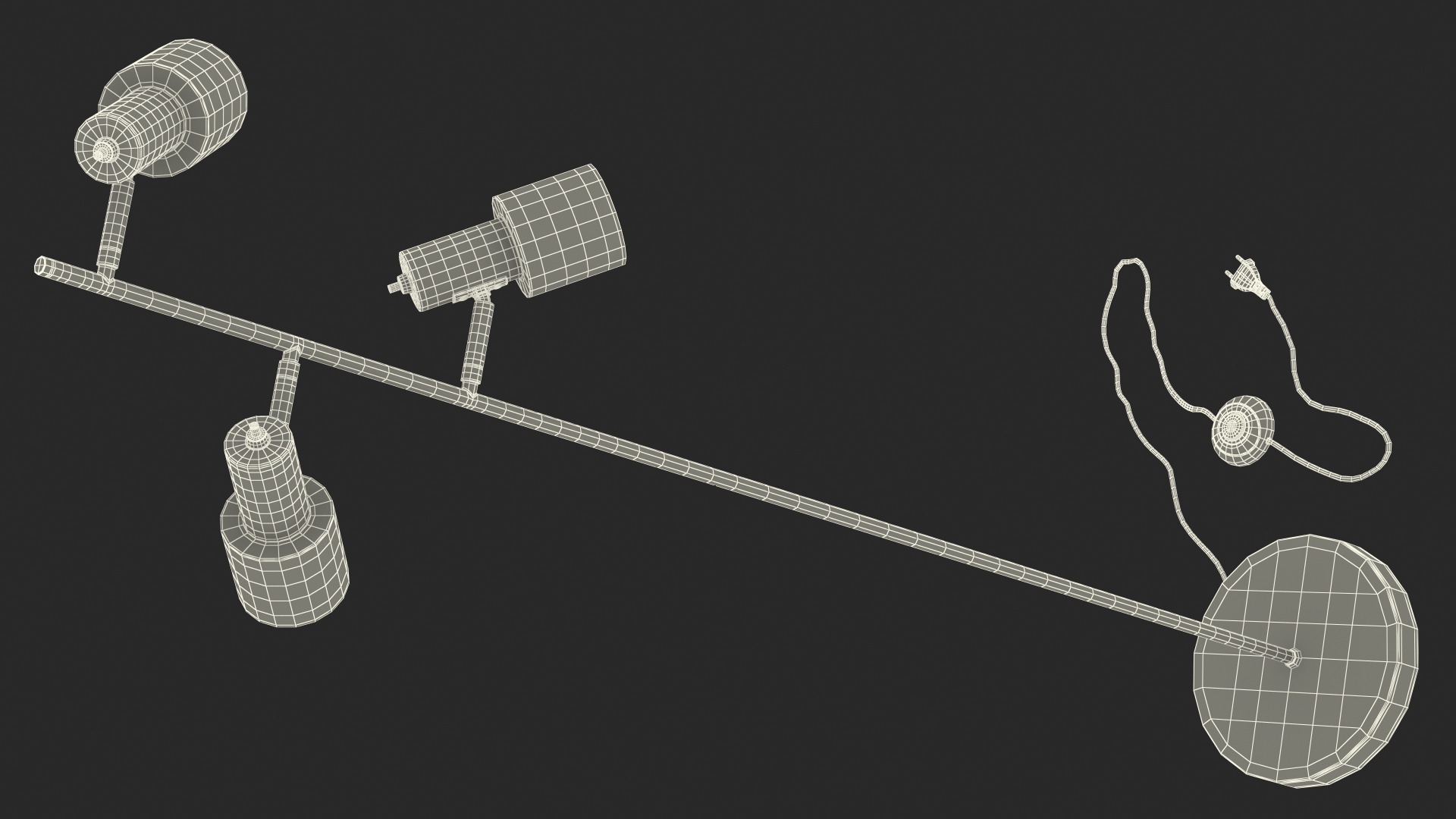 Floor Lamp with Three Shades Metal 3D model