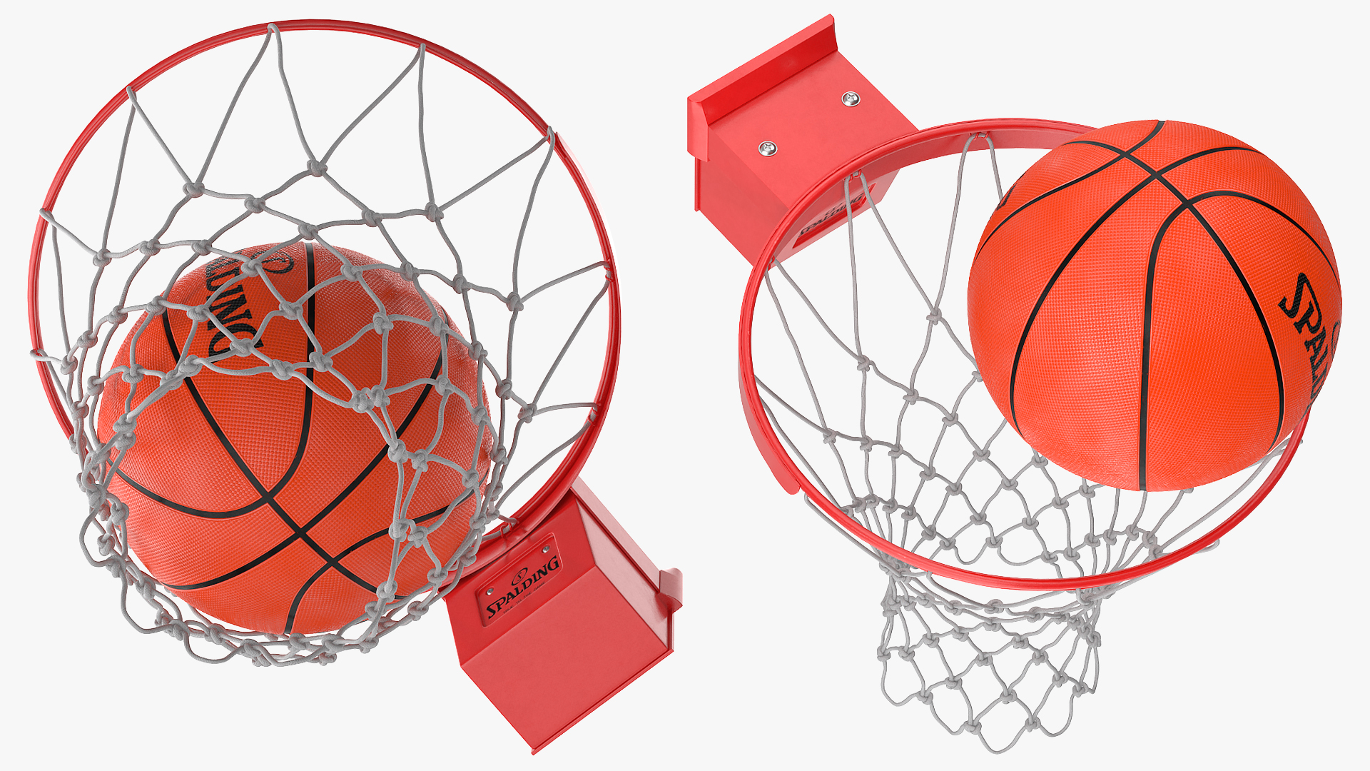 Animated Spalding Basketball Falls Through Hoop 3D