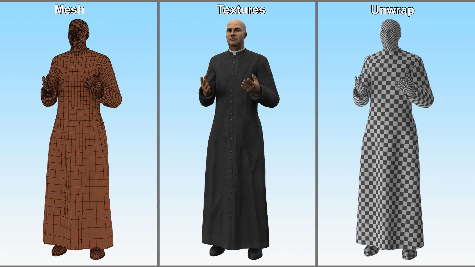 3D model Catholic Priest Recites Prayer