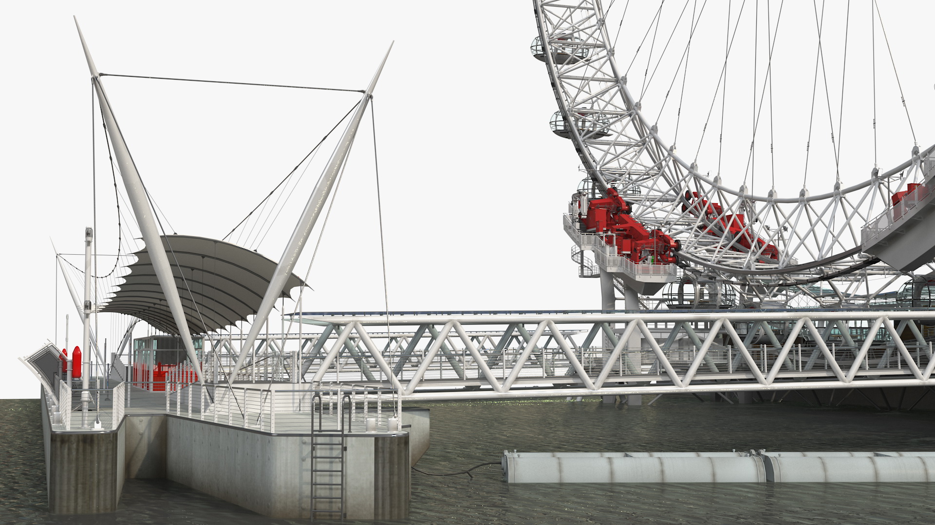 London Eye Millennium Wheel Rigged 3D model