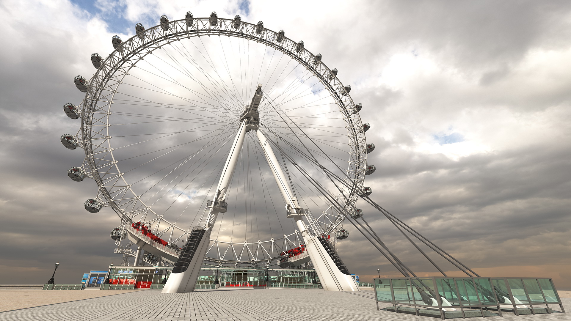 London Eye Millennium Wheel Rigged 3D model