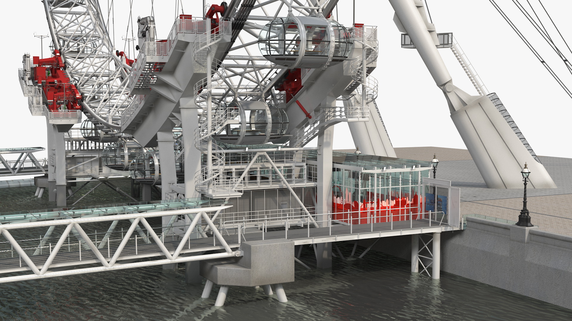 London Eye Millennium Wheel Rigged 3D model