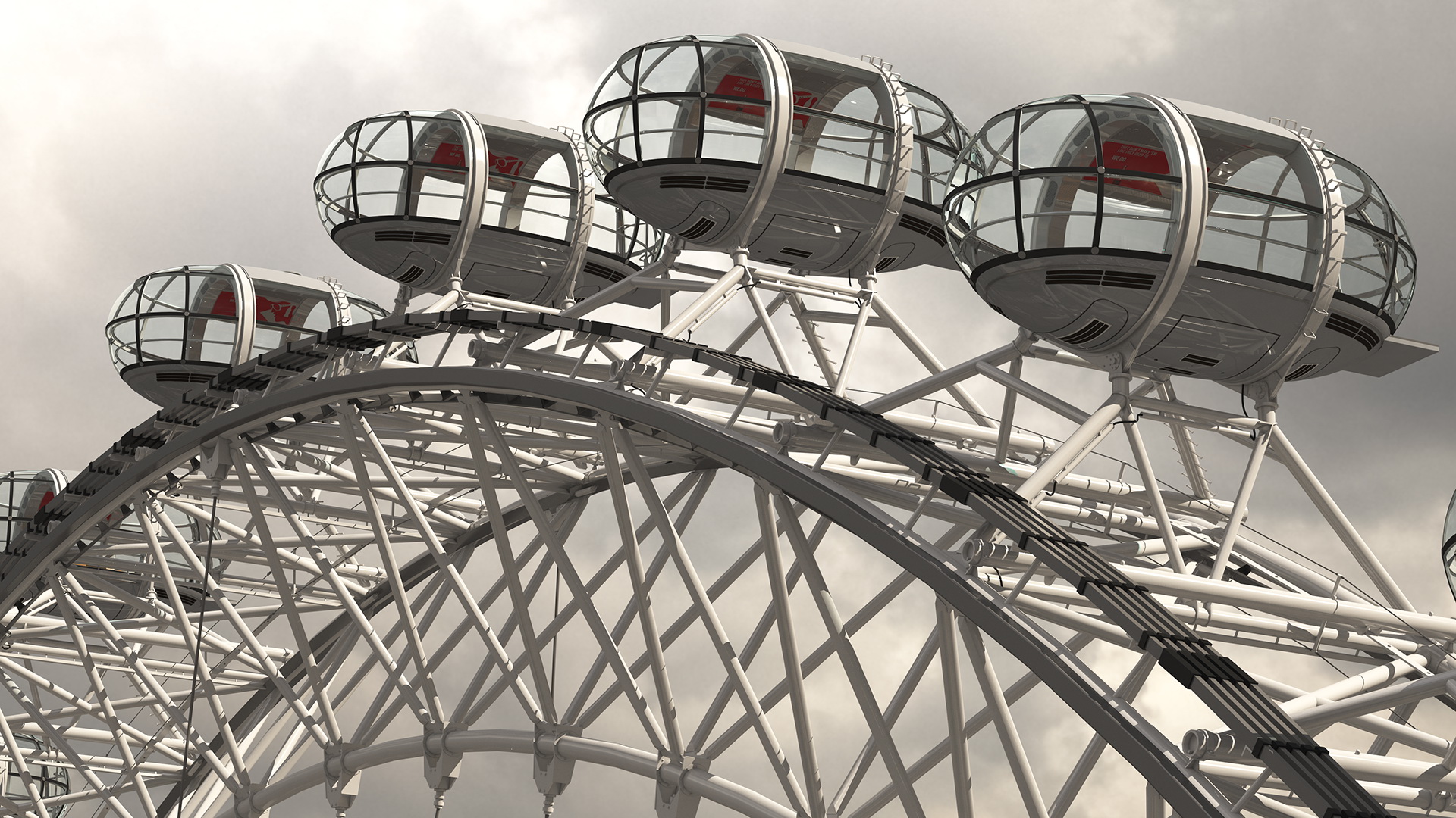 London Eye Millennium Wheel Rigged 3D model
