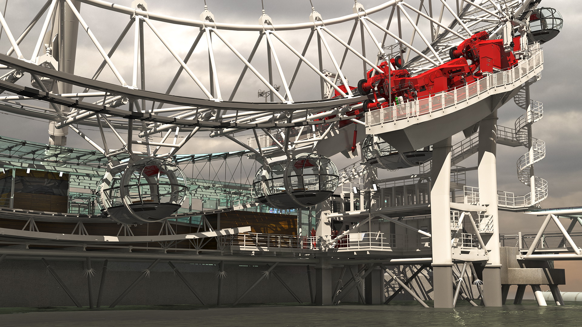 London Eye Millennium Wheel Rigged 3D model
