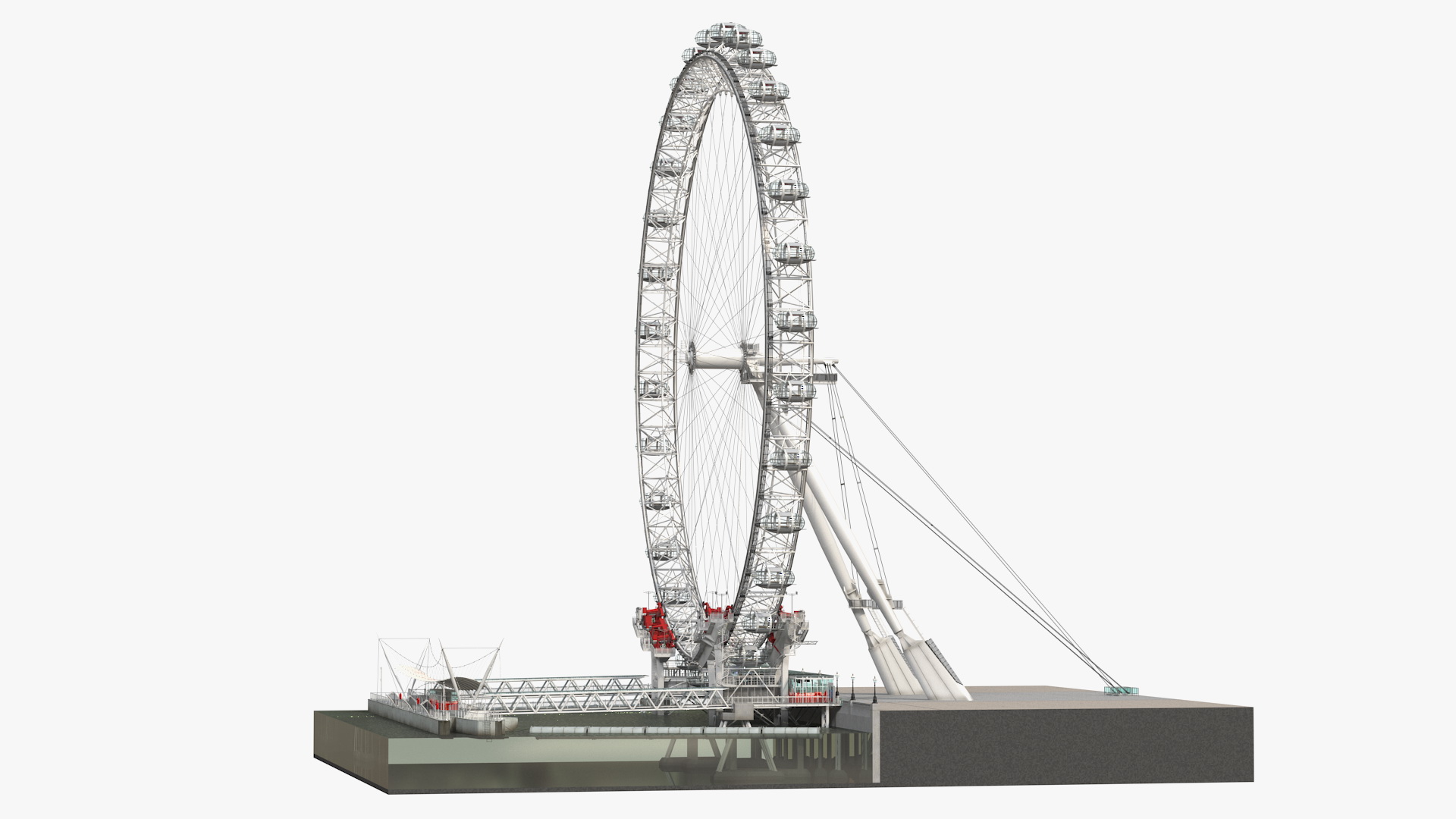 London Eye Millennium Wheel Rigged 3D model