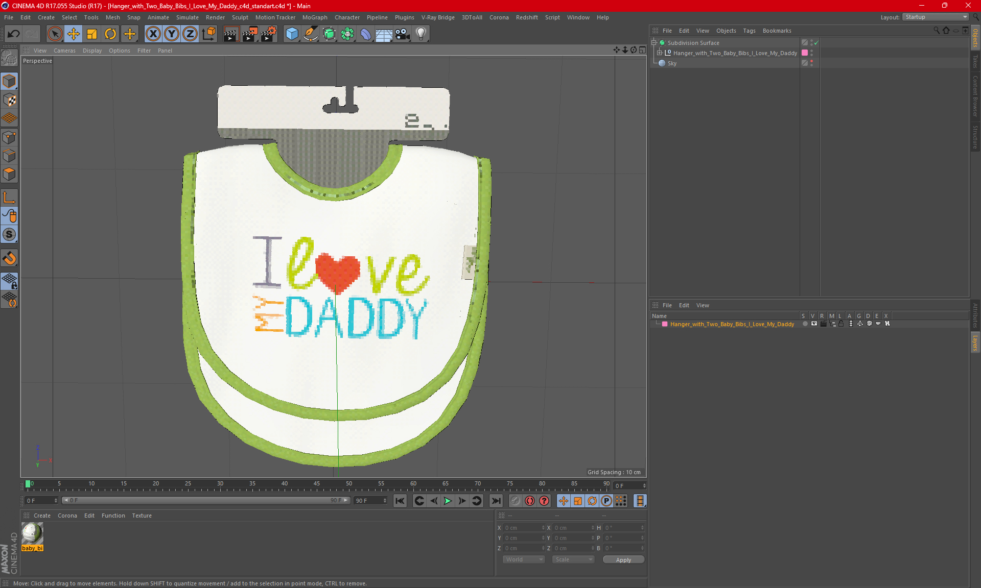 3D Hanger with Two Baby Bibs I Love My Daddy