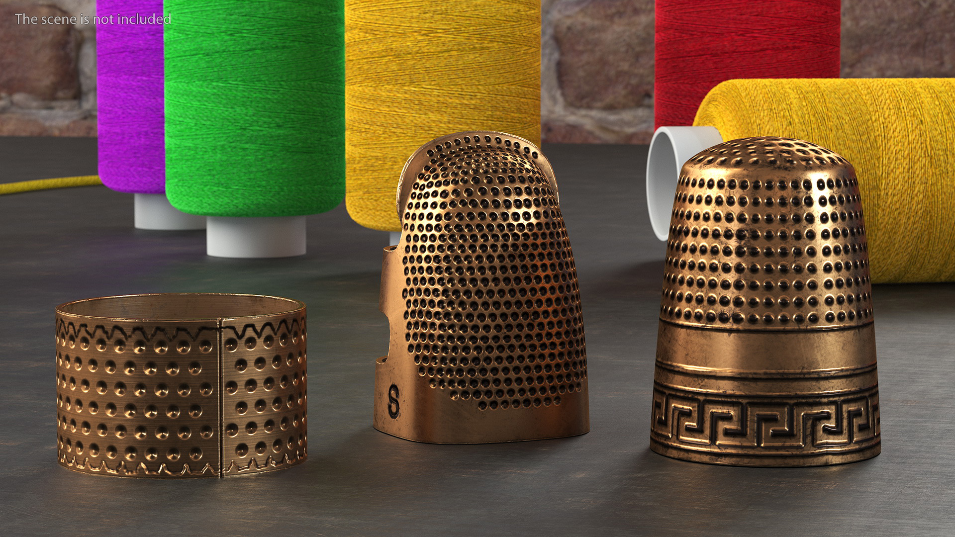 3D Sewing Thimbles Bronze Set