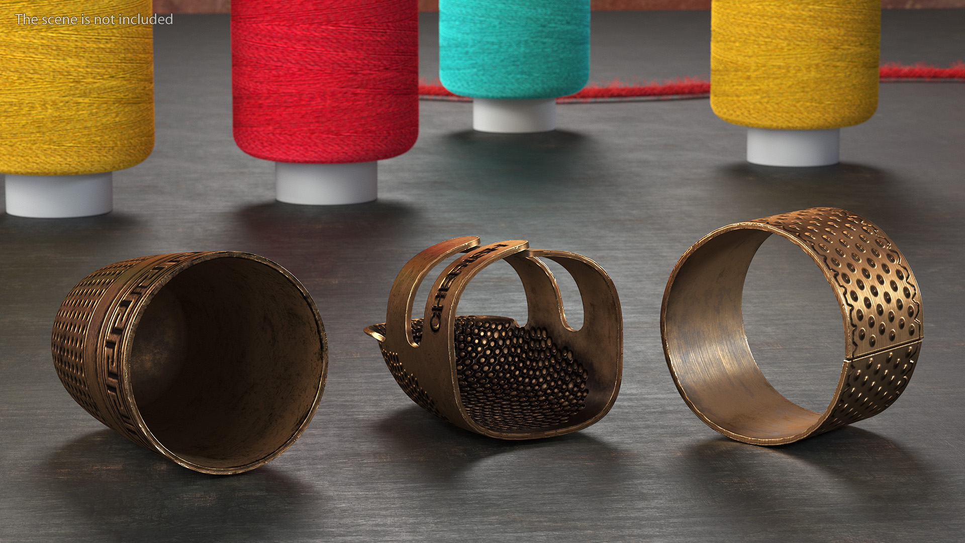 3D Sewing Thimbles Bronze Set
