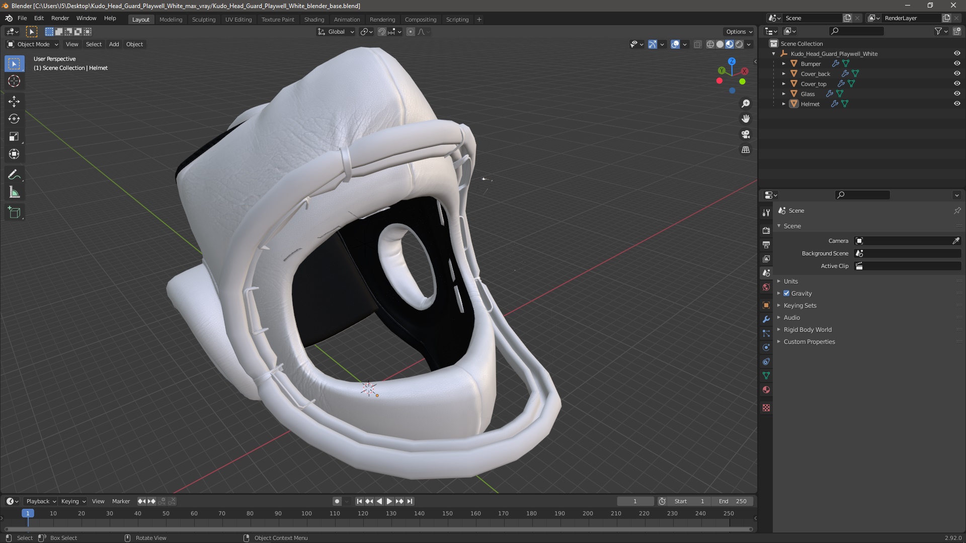 3D model Kudo Head Guard Playwell White