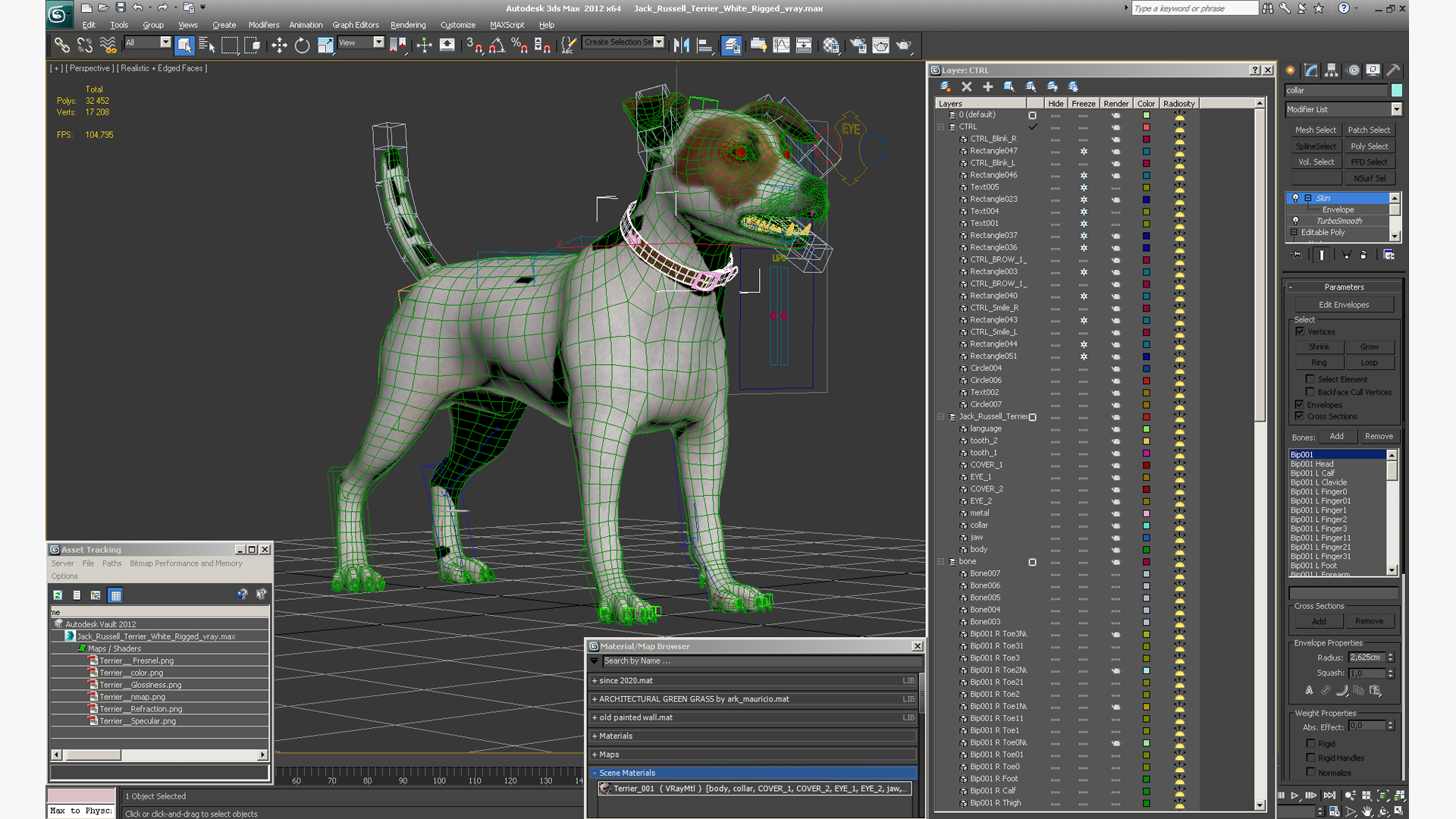 3D Jack Russell Terrier White Rigged model