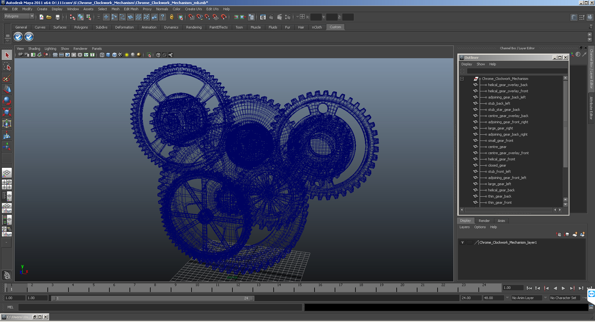 3D Chrome Clockwork Mechanism