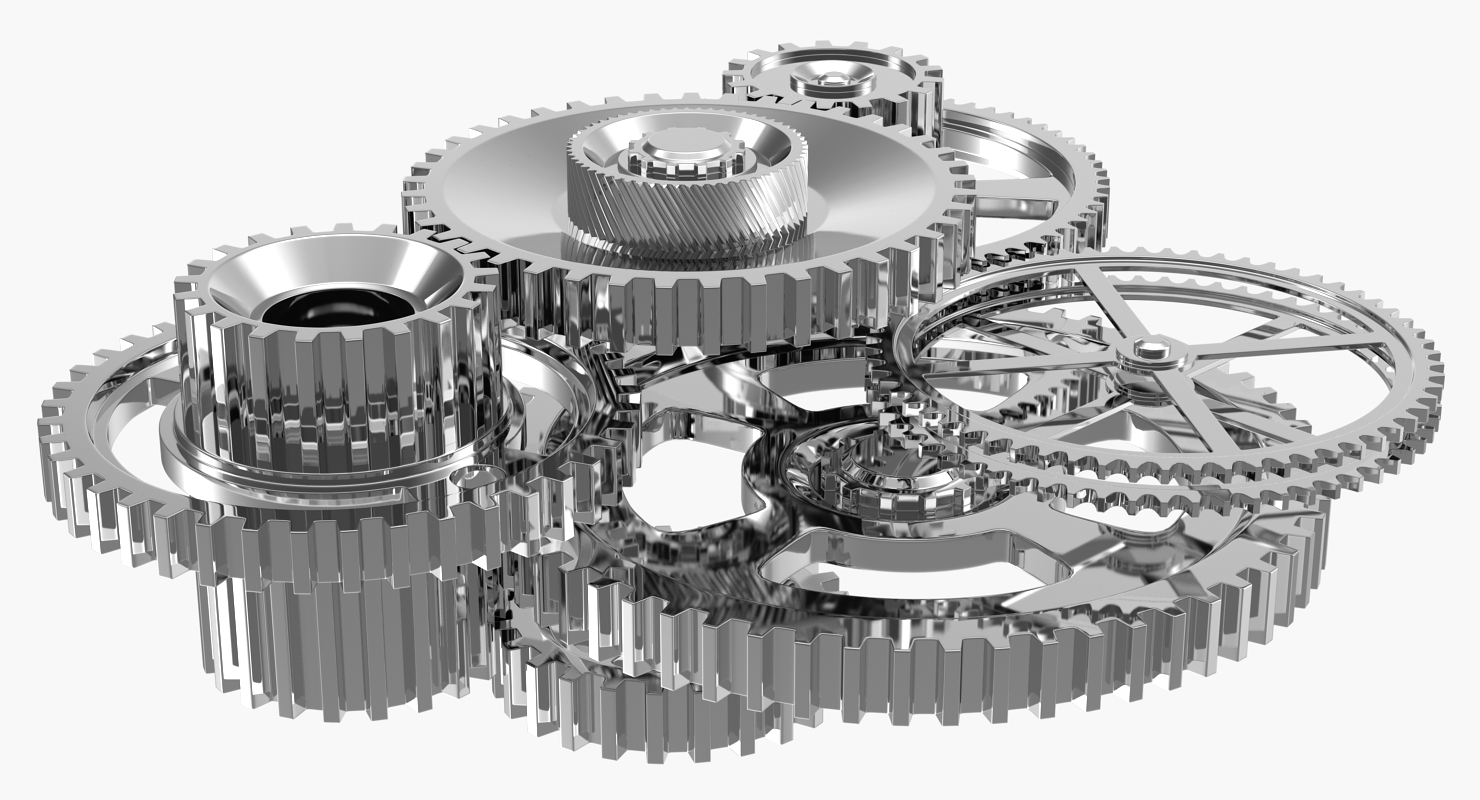 3D Chrome Clockwork Mechanism