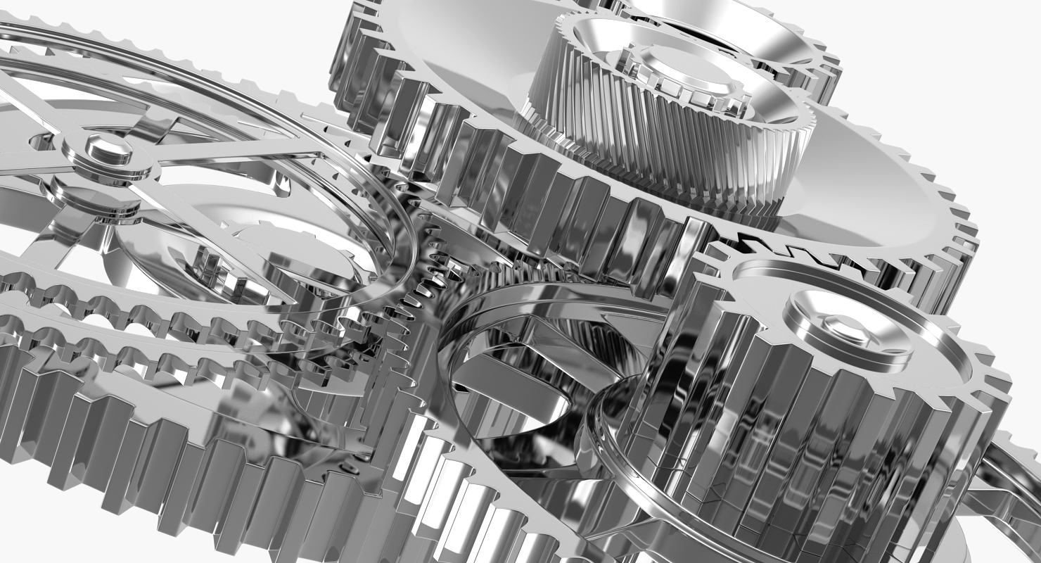3D Chrome Clockwork Mechanism