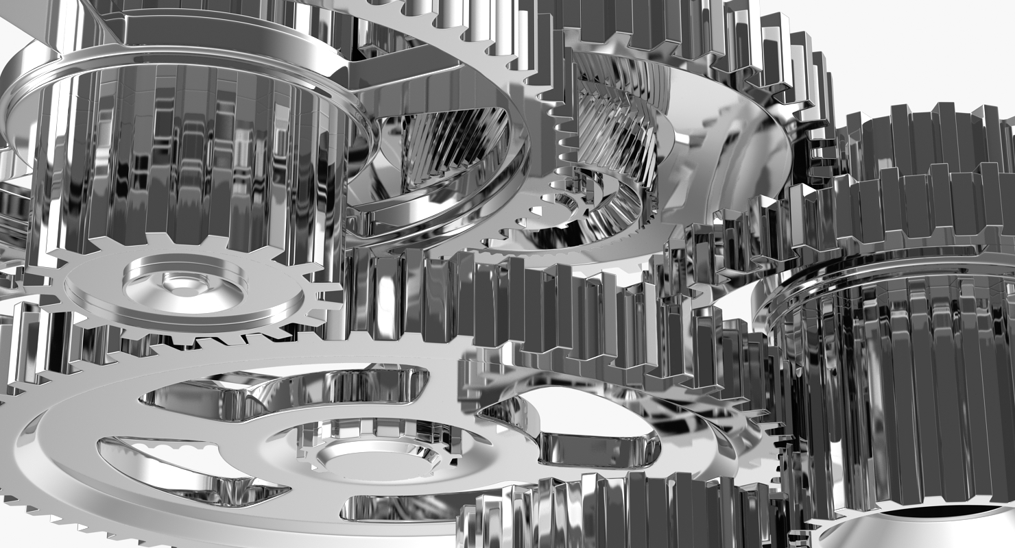 3D Chrome Clockwork Mechanism