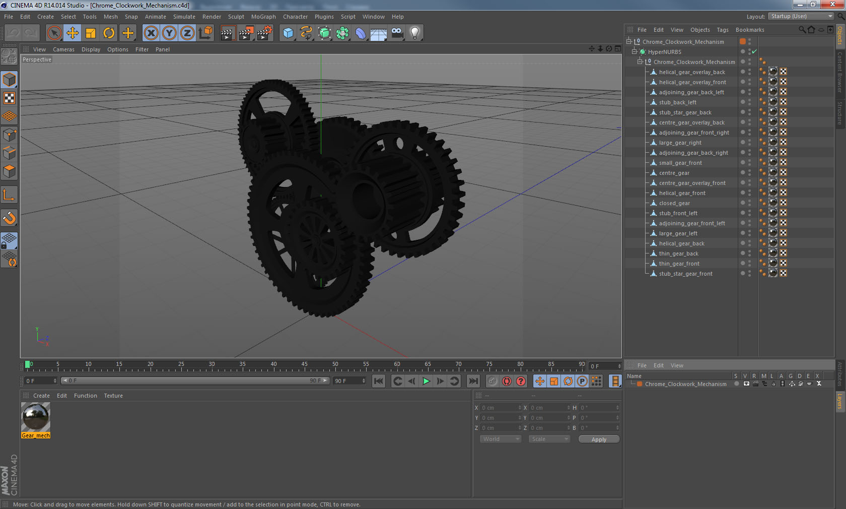 3D Chrome Clockwork Mechanism