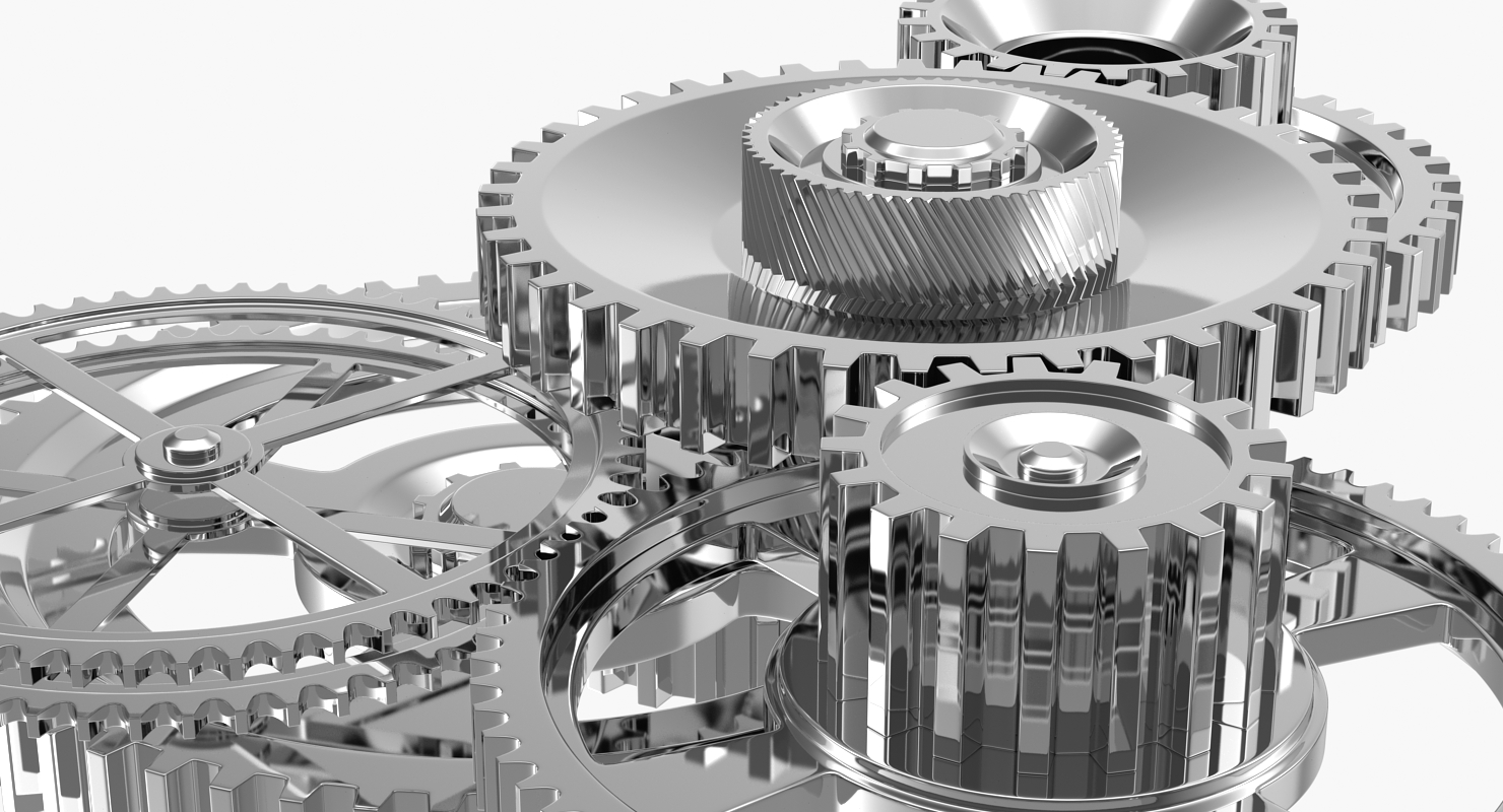 3D Chrome Clockwork Mechanism
