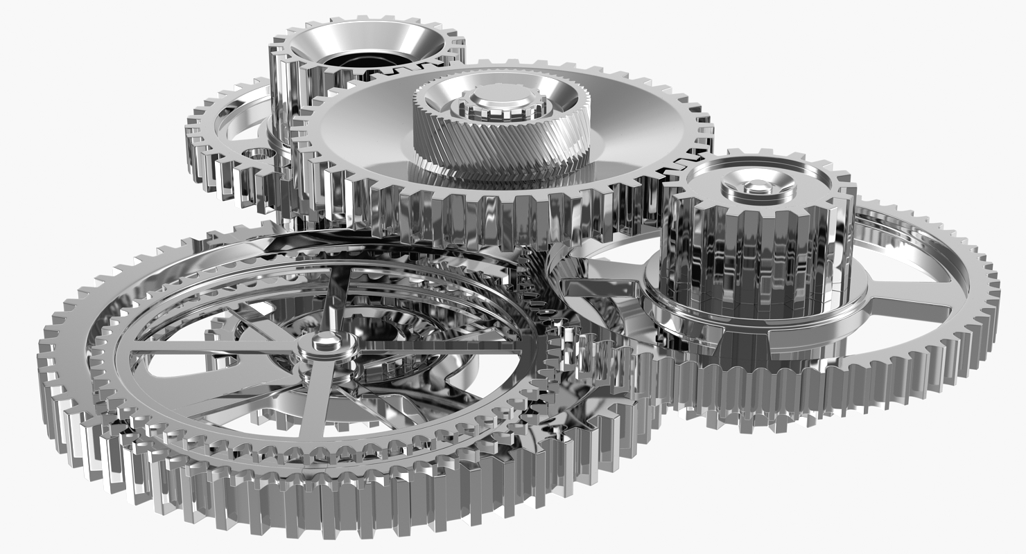 3D Chrome Clockwork Mechanism