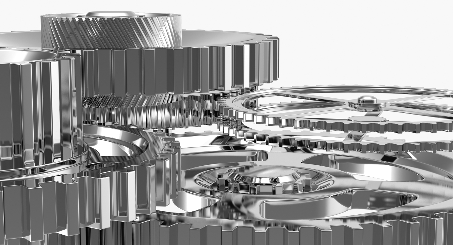 3D Chrome Clockwork Mechanism