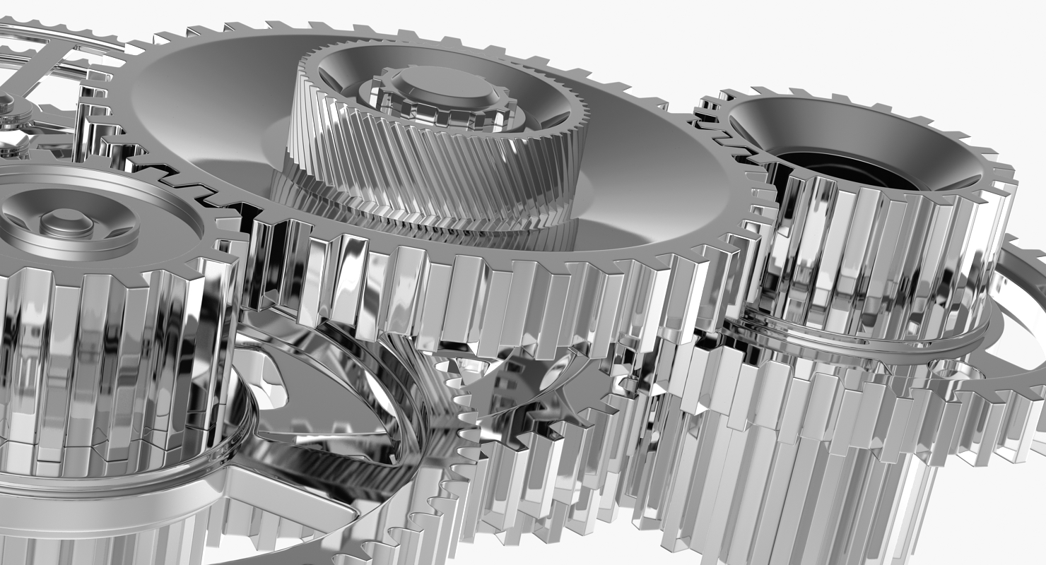 3D Chrome Clockwork Mechanism