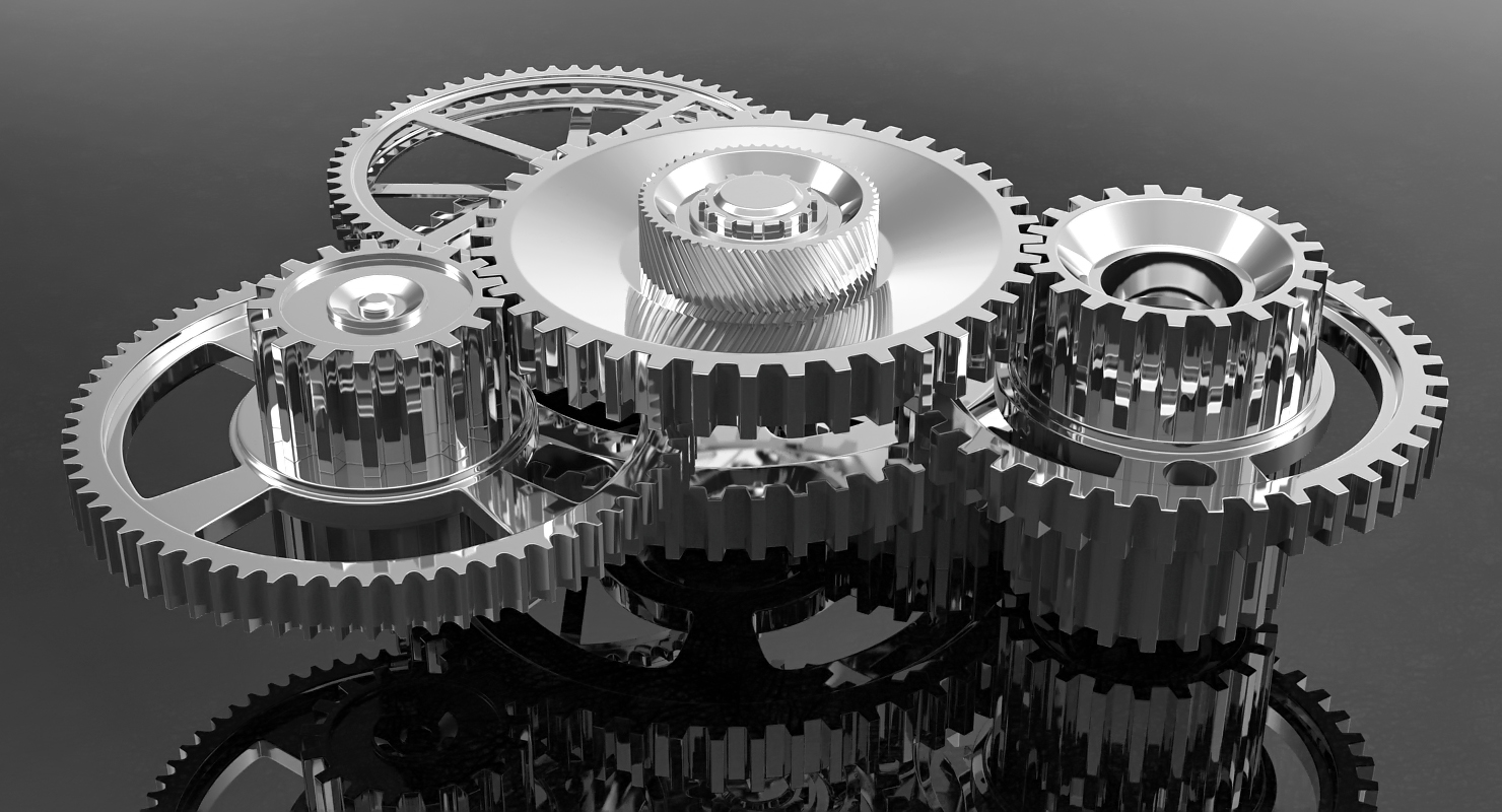 3D Chrome Clockwork Mechanism