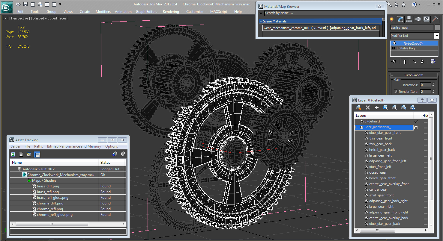 3D Chrome Clockwork Mechanism