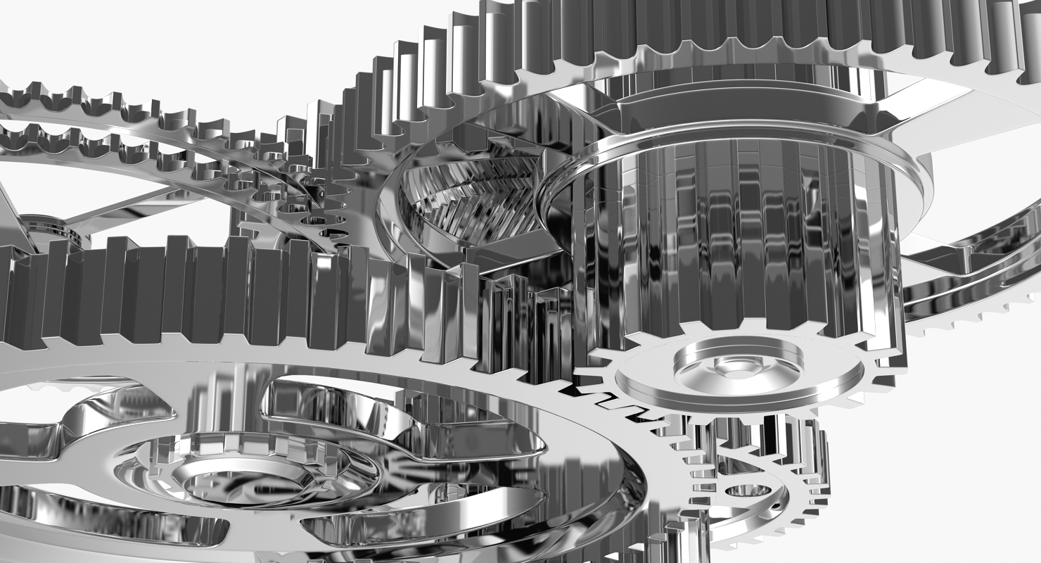 3D Chrome Clockwork Mechanism