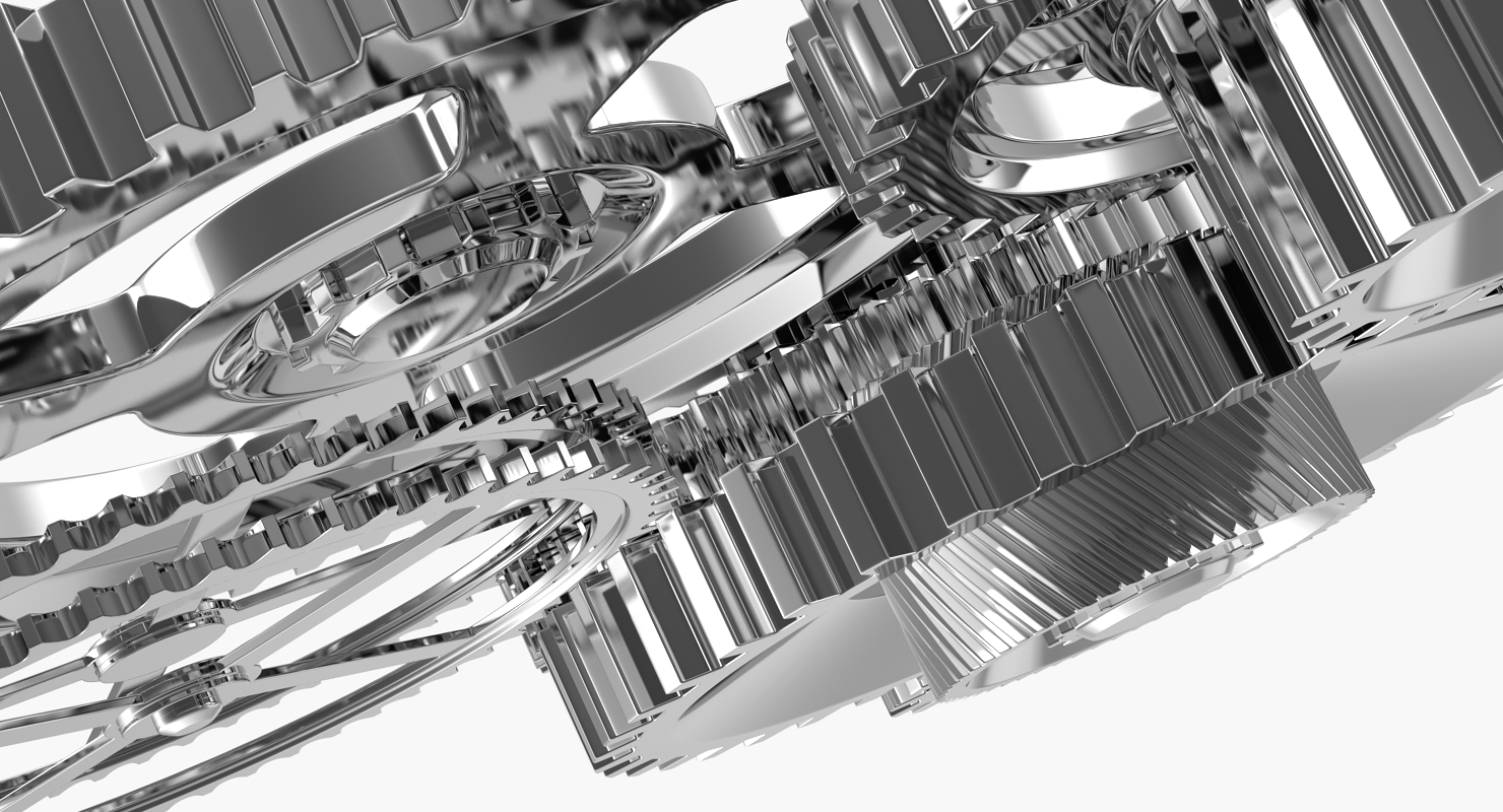 3D Chrome Clockwork Mechanism
