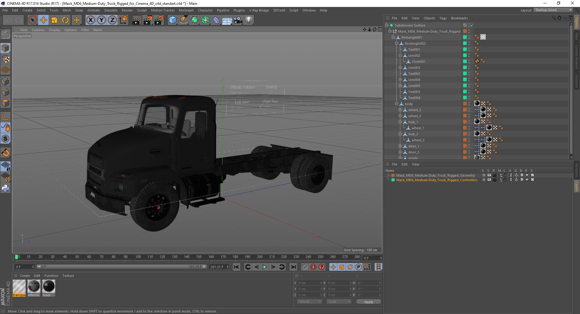3D Medium-Duty Truck Rigged for Cinema 4D model