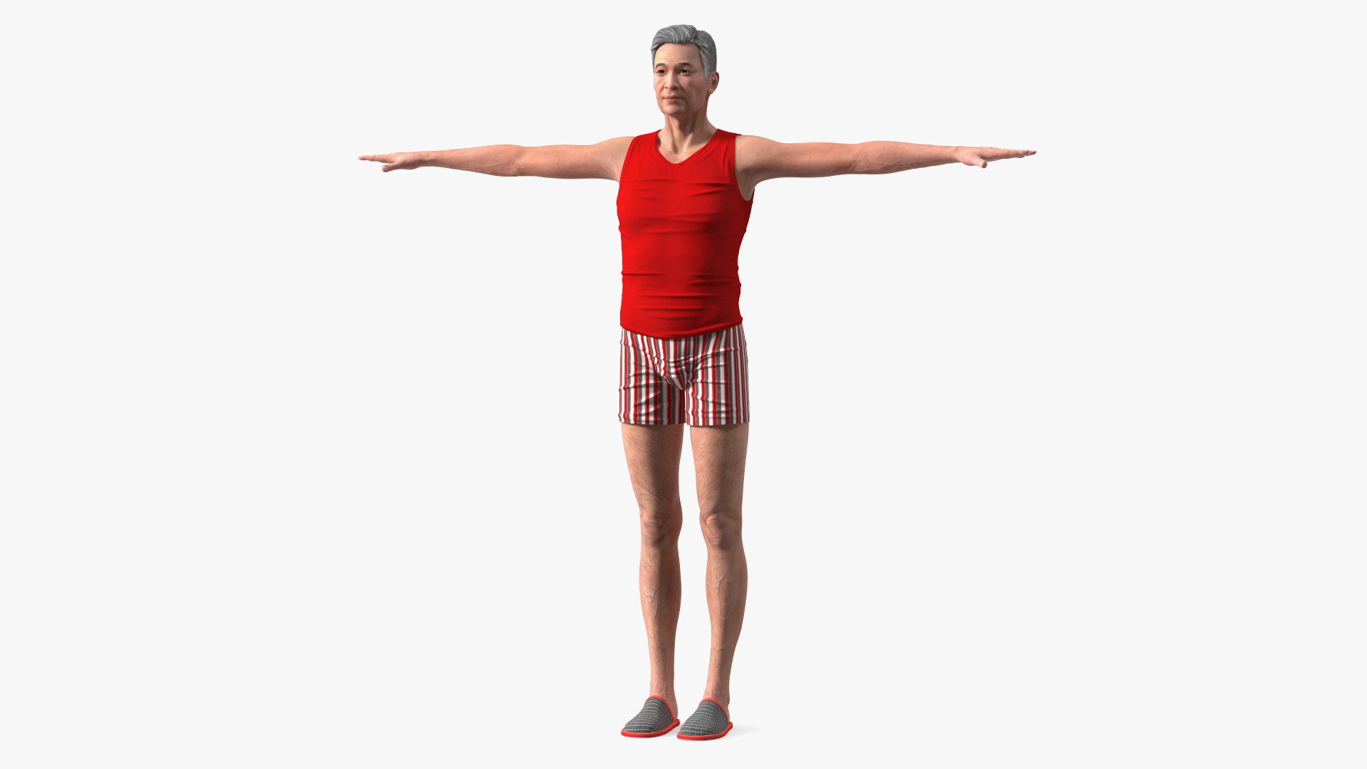 3D Chinese Elderly Man Underwear Style Rigged for Maya