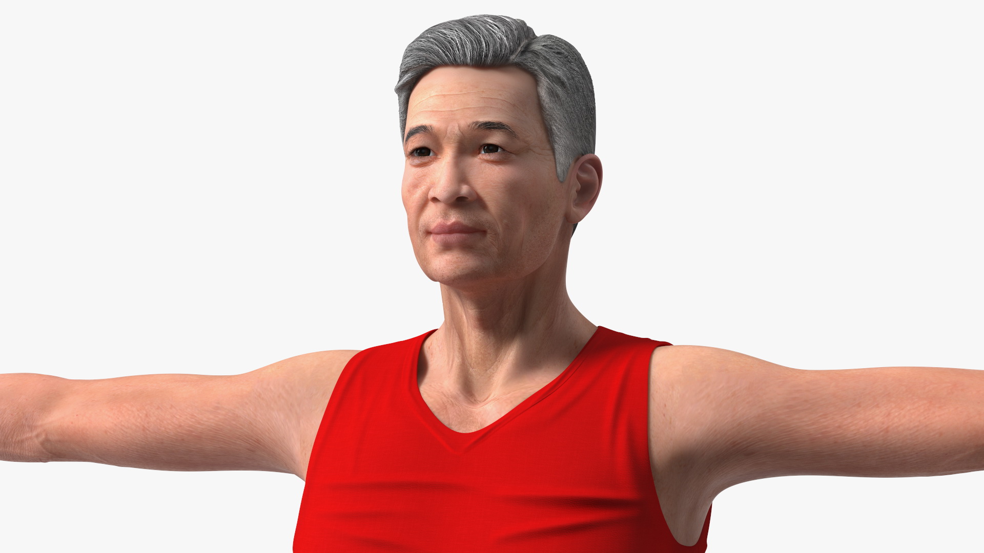 3D Chinese Elderly Man Underwear Style Rigged for Maya