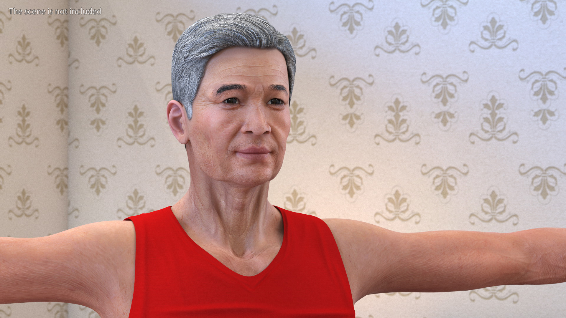 3D Chinese Elderly Man Underwear Style Rigged for Maya